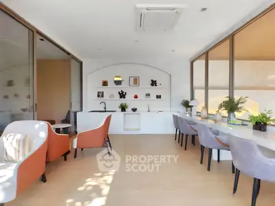 Modern living room with stylish furniture and natural light