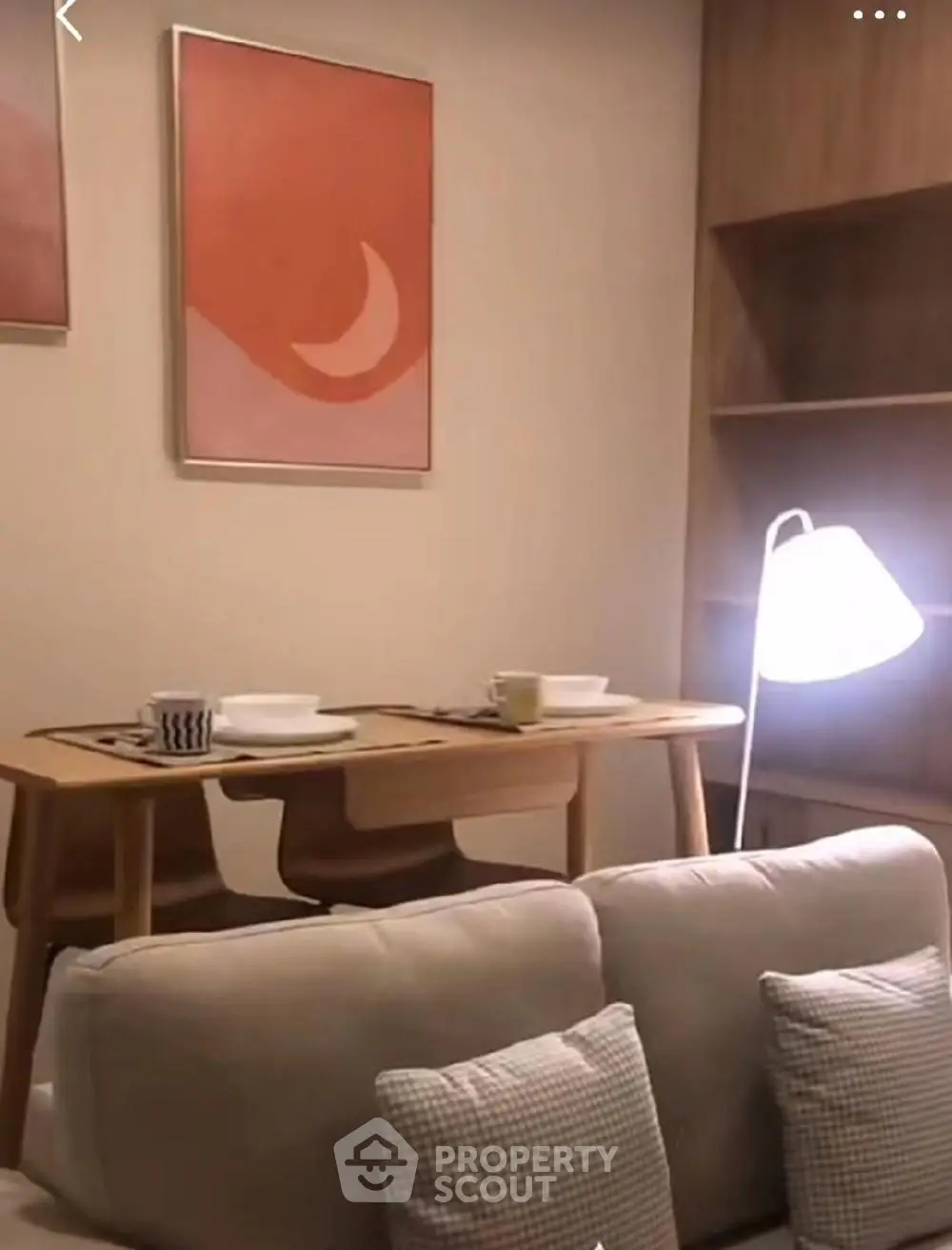 Cozy living room with modern decor and stylish lighting