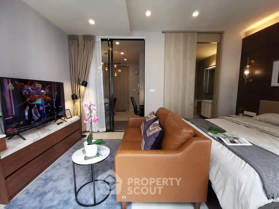 Modern studio apartment with stylish decor and open layout