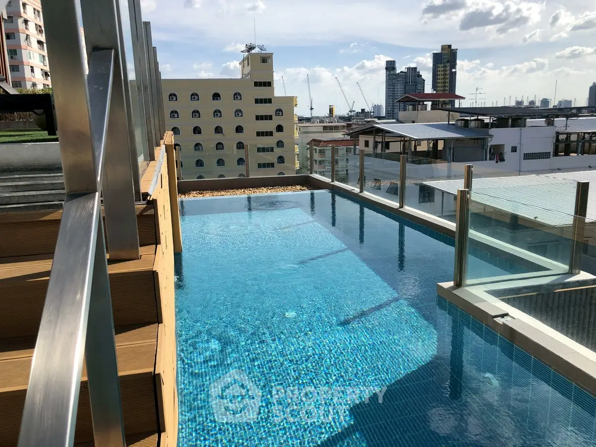 Stunning rooftop pool with city skyline views, perfect for relaxation and entertainment.