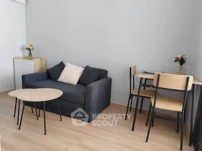 Modern living room with stylish furniture and minimalist decor