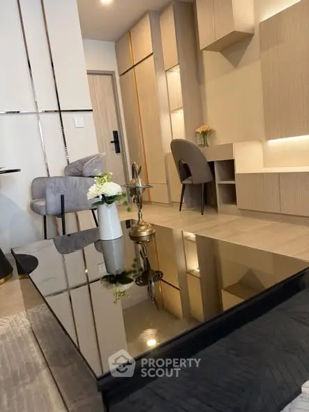 Modern living room with sleek furniture and stylish decor