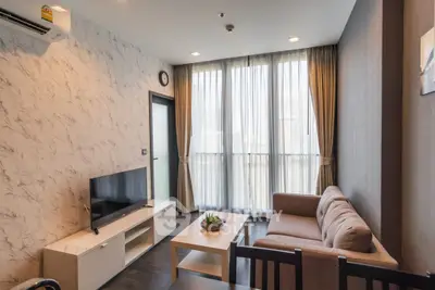 Modern living room with stylish decor and natural light