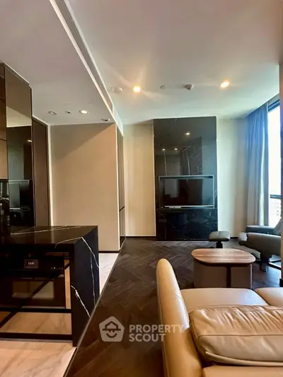 Luxurious modern living room with sleek design and elegant furnishings