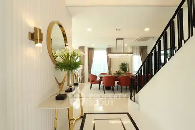 Luxurious modern living room with elegant dining area and stylish decor