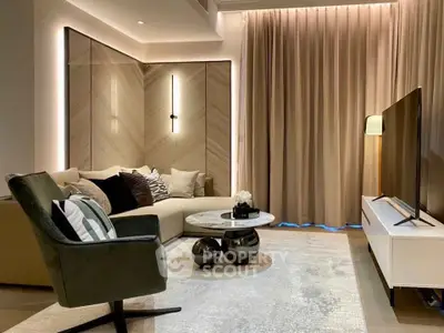 Luxurious modern living room with elegant decor and stylish furniture, perfect for relaxation and entertainment.