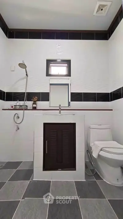 Modern bathroom with sleek design and contemporary fixtures