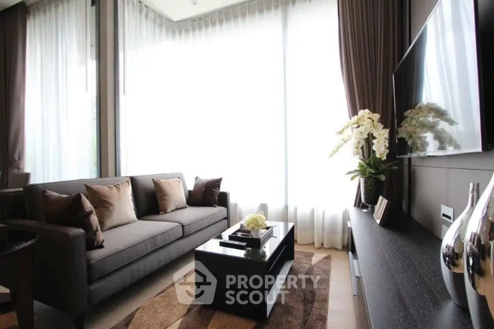 Luxurious modern living room with elegant decor and natural light