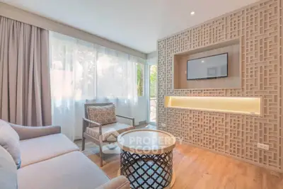 Modern living room with stylish decor and natural light