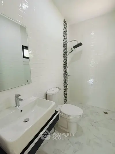 Modern bathroom with sleek fixtures and minimalist design