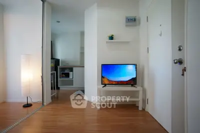 Modern apartment interior with sleek wooden flooring and stylish decor