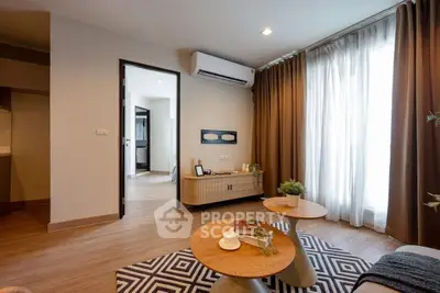 Modern living room with stylish decor and natural light