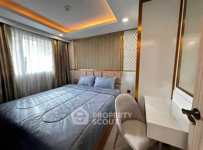 Luxurious bedroom with elegant decor and natural light