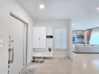 Modern living room with sleek design and natural light