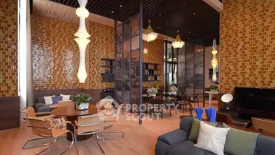 Luxurious modern living room with high ceilings and elegant decor