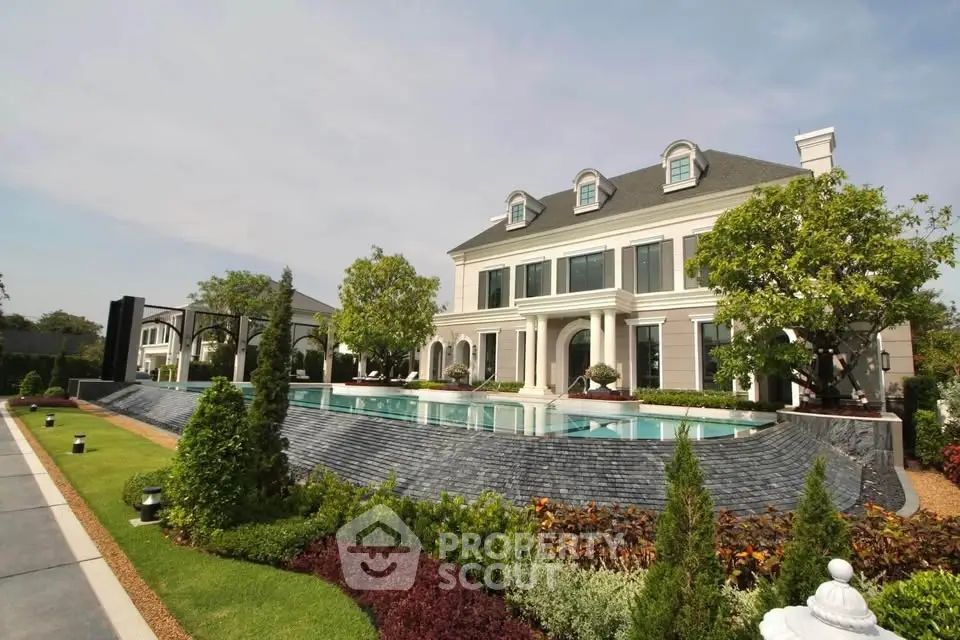 Luxurious mansion with stunning pool and landscaped garden, perfect for upscale living.