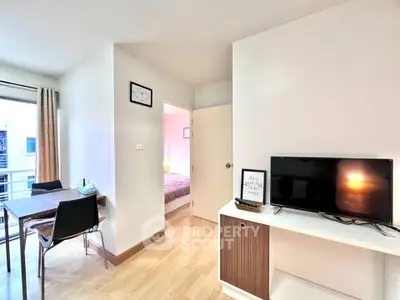 Modern apartment interior with cozy dining area and stylish decor