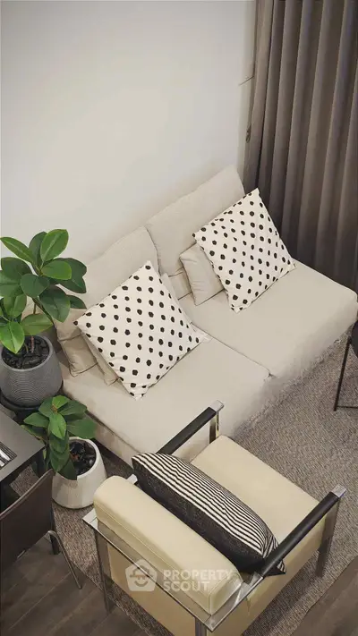 Stylish living room with modern furniture and cozy decor