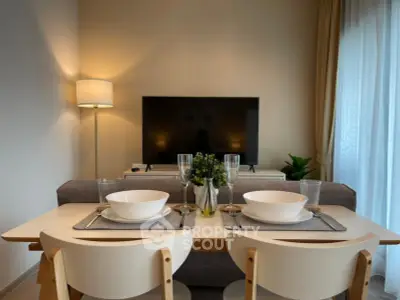 Cozy dining area with elegant table setting and modern decor