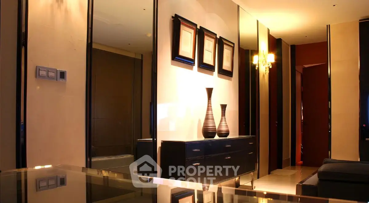 Elegant modern hallway with stylish decor and warm lighting