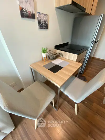 Cozy dining nook with modern table and chairs in a stylish kitchen corner