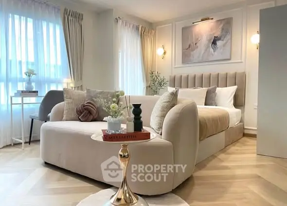 Luxurious studio apartment with elegant decor and natural light