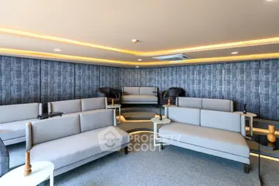 Luxurious modern living room with stylish seating and ambient lighting