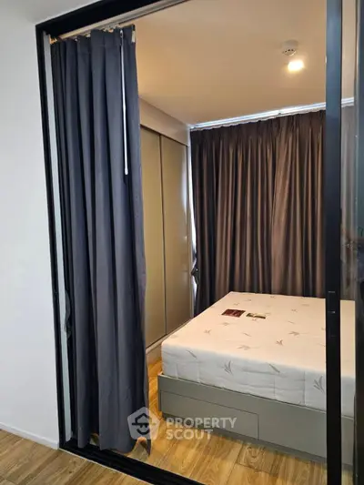 Cozy bedroom with modern design and ample storage space