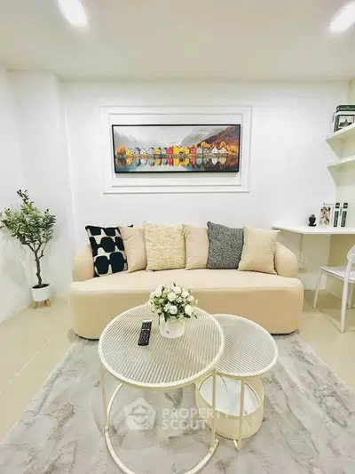 Chic living room with modern decor and cozy seating area