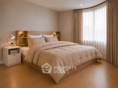 Elegant bedroom with cozy bedding and natural light