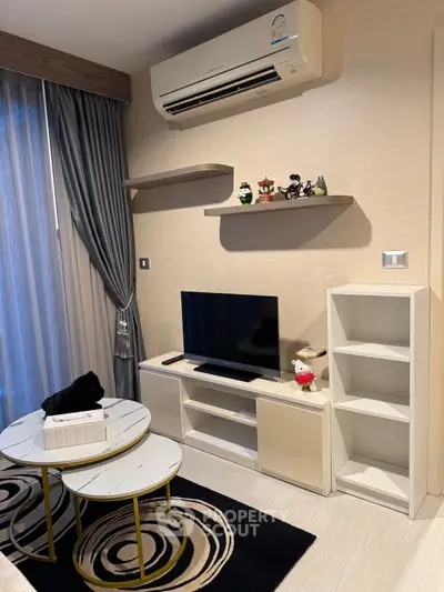 Modern living room with air conditioning and stylish decor