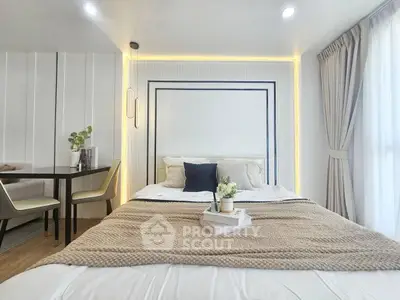 Modern bedroom with elegant decor and cozy ambiance