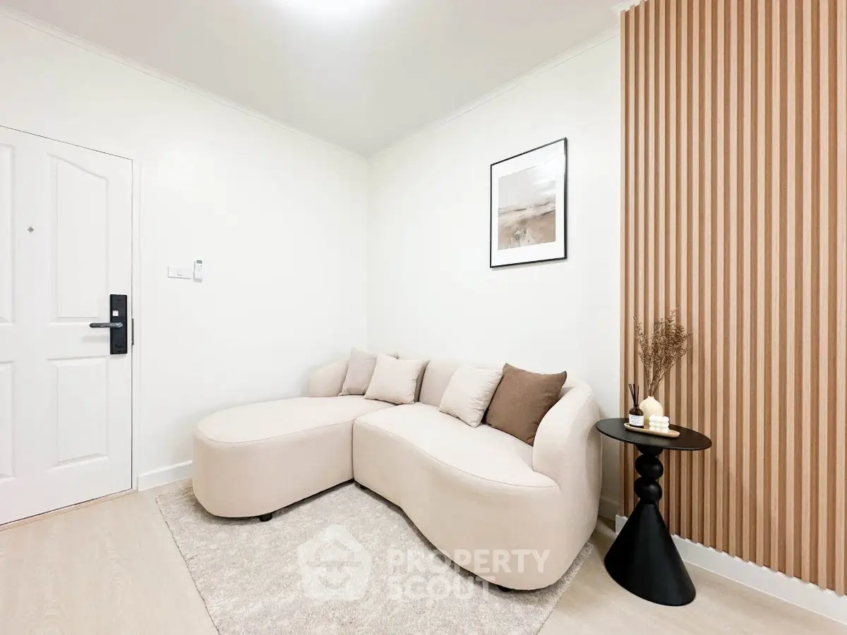 Stylish modern living room with cozy sofa and elegant decor