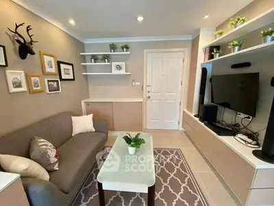 Charming living room with modern decor and cozy seating area