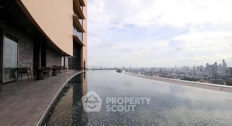 Luxurious rooftop infinity pool with stunning city skyline view