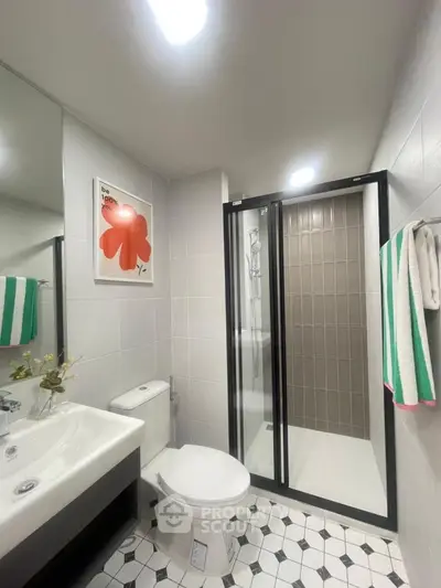 Modern bathroom with sleek shower and stylish decor