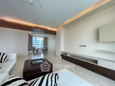 Luxurious modern living room with elegant decor and city view