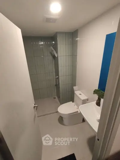 Modern bathroom with sleek fixtures and minimalist design