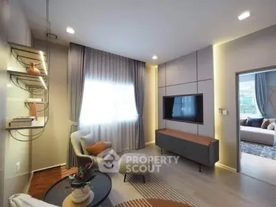 Modern living room with stylish decor and natural light
