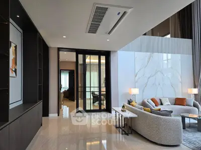 Luxurious modern living room with elegant decor and spacious layout