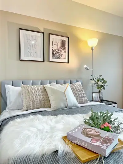 Stylish bedroom with elegant decor and cozy ambiance
