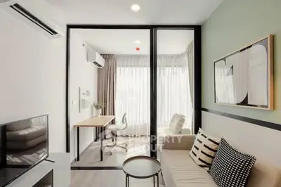 Modern living room with stylish decor and natural light