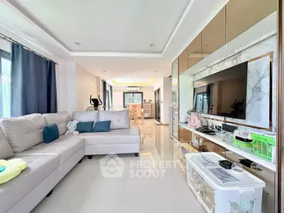 Spacious modern living room with elegant decor and large sectional sofa