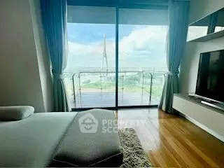 Luxurious bedroom with stunning balcony view and modern decor