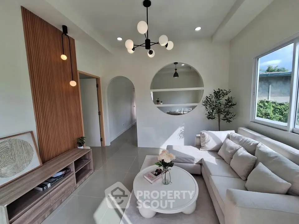 Stylish modern living room with elegant decor and natural light