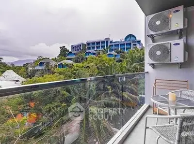 Stunning balcony view with lush greenery and modern architecture