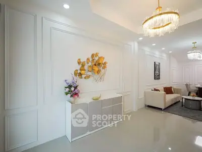Elegant living room with modern decor and stylish lighting fixtures