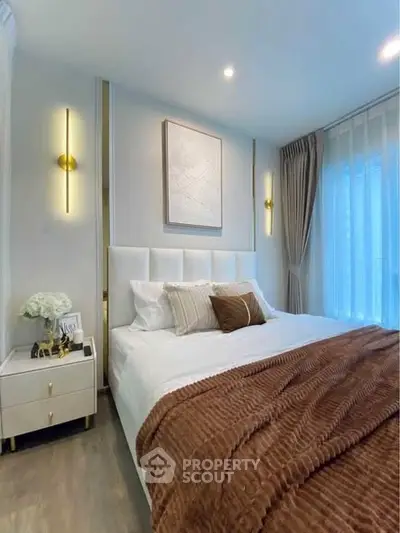 Luxurious bedroom with elegant decor and cozy ambiance