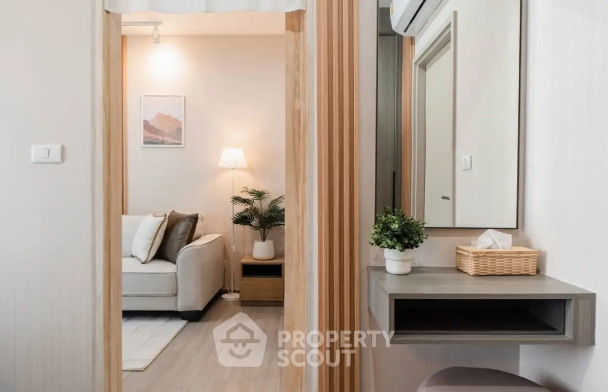 Modern apartment interior with cozy living room and stylish decor