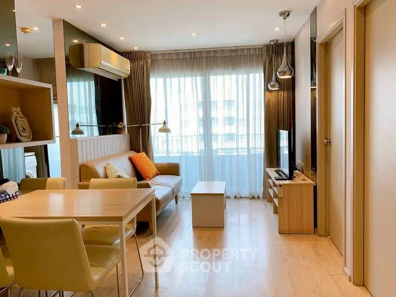 Modern living room with natural light and stylish decor